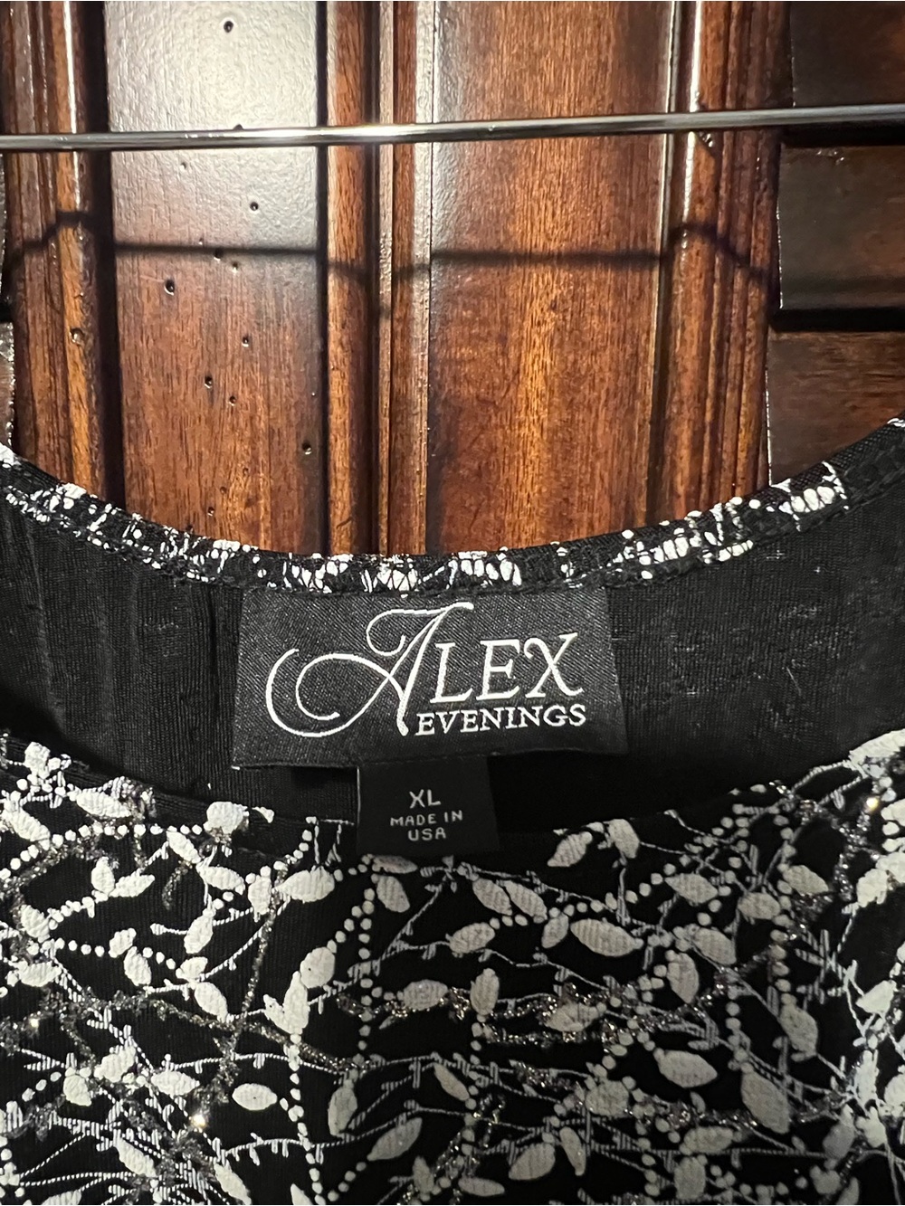 NWT Alex Evenings Metallic Shimmer Black White Embroidered Formal Top Size XL - Picture 3 of 11